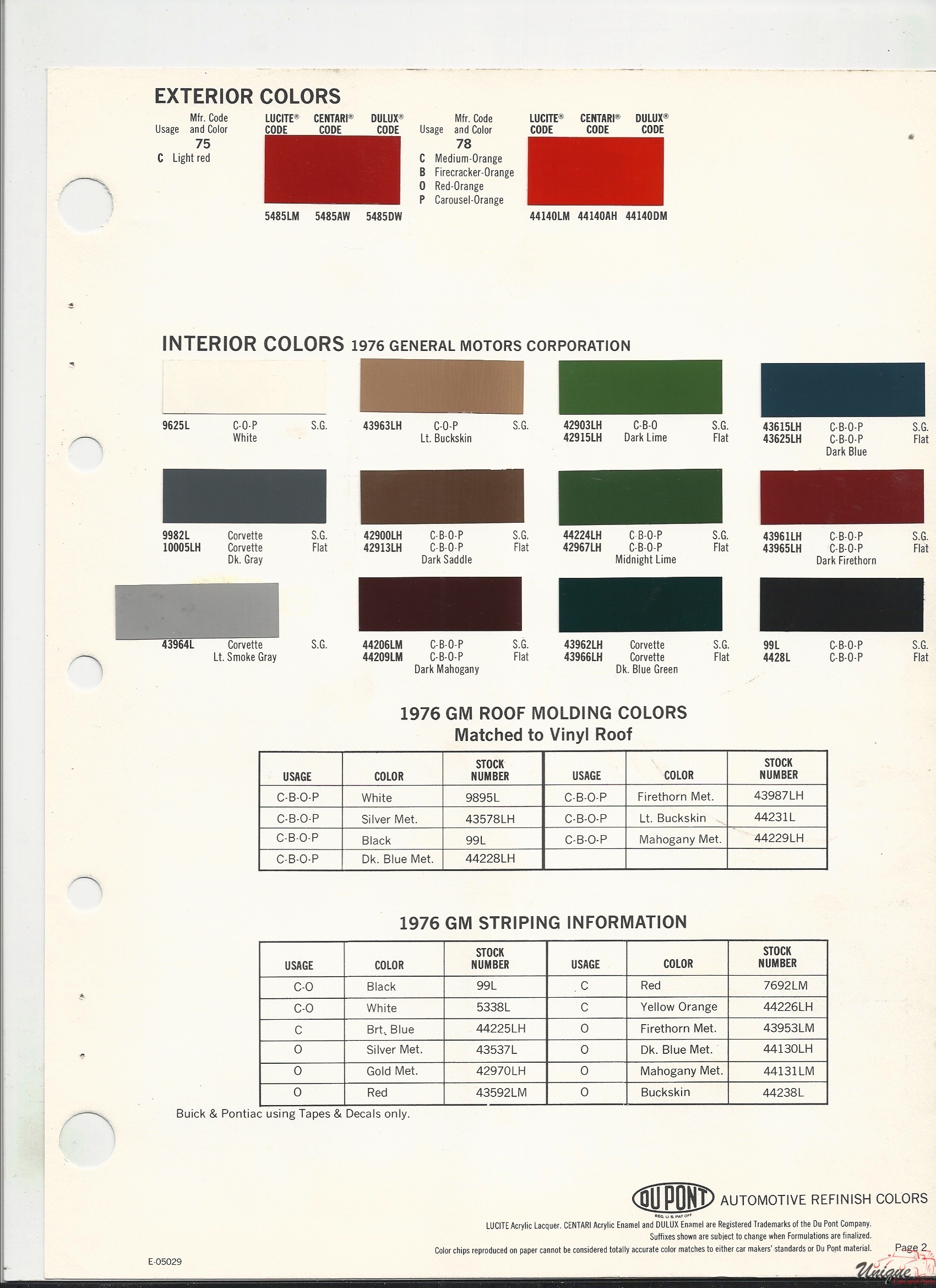 1976 GM-1 Paint Charts